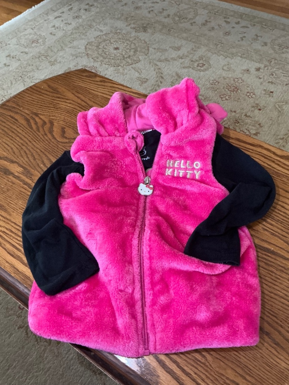 Hello Kitty Full Zip Faux Fur Hooded Vest w/ Top in Pink Combo Sz 3T EUC $48R